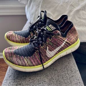 Nike Black and Pink Flyknit Sneakers